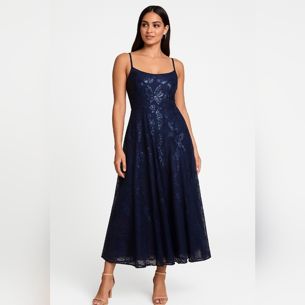 $1792 Rene Ruiz Collection‎ Women's Blue Organza Off-Shoulder Gown Dress Size 20